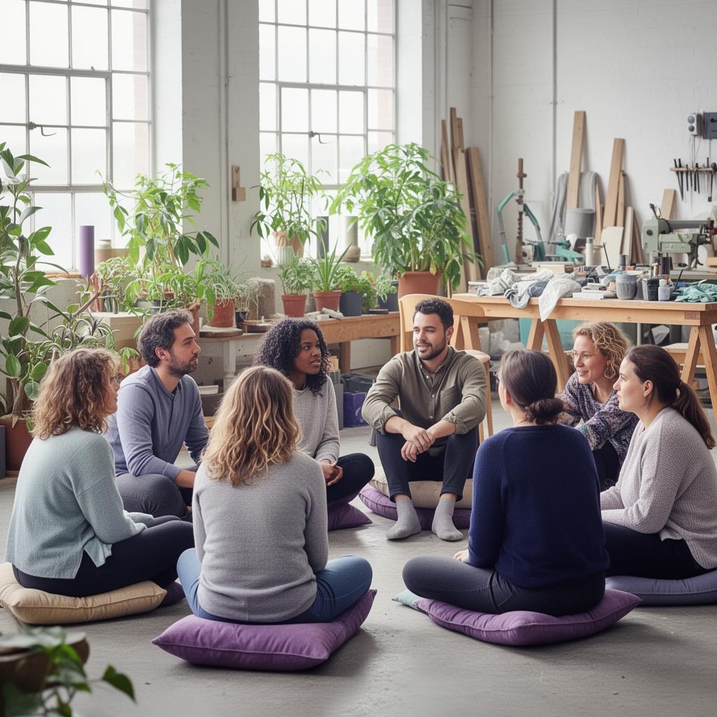 A small group in a workshop space